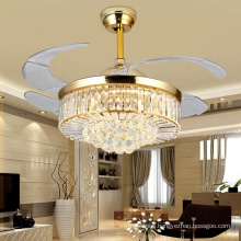 Popular Remote Control Led Crystal Ceiling Fan Chandelier For Living Room